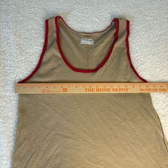 We the Free Oversized Tank Top Women's XL Tan Red Ribbed Boho - Picture 4 of 8